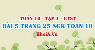 Bài 5 trang 25 SGK Toán 10 tập 1 Chân trời sáng tạo